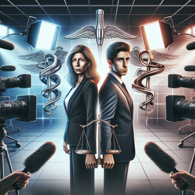 Media ethics and health influencer controversy depicted in a studio setting